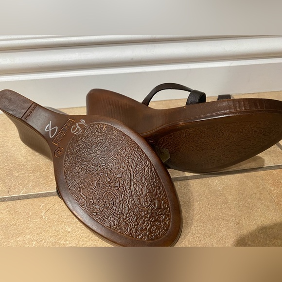 Nine West Cork Wedge Lightweight Strappy Leather Sandals Made In Italy Sz8 - Picture 2 of 13